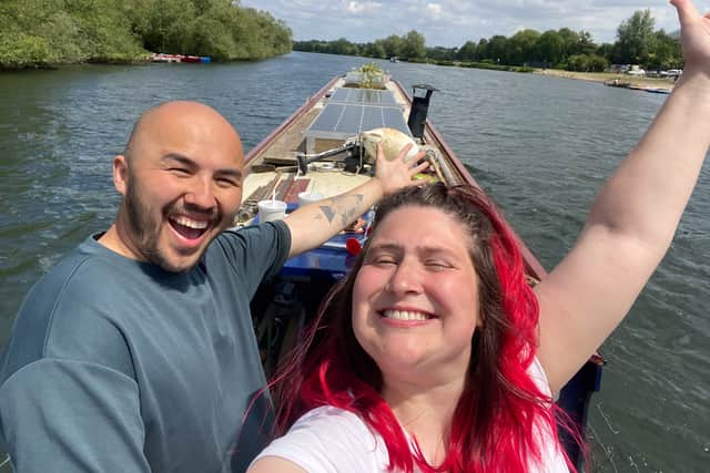 Amy and Wes on their boat.