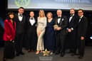 Pictured at the AA Hospitality Awards 2023 are L-R: Awards host, Claudia Winkleman; General Manager of Killeavy Castle Estate, Matthew Hynds; Head Chef at Killeavy Castle Estate, Dario Percic; Events Manager at Killeavy Castle Estate, Seidy Hynds; owners of Killeavy Castle Estate, Mick and Robin Boyle; Executive Head Chef at Killeavy Castle Estate, Darragh Dooley and Simon Numphud, Managing Director at AA Media.