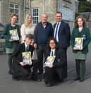 Back L-R: Gabriella Handzhieva, Sarah Jayne Morris (Head of Religion), Father Nicky Hennity, Mr Kevin Martin (St. Louis Principal) and Grainne Rooney. Front L-R Dominykas Daksevic and Rian Young.