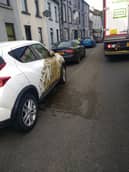The scene after muck was spilled on Kilmorey Street on Monday.