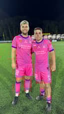 Newry City scorers Adam Salley & Jordan Mooney.