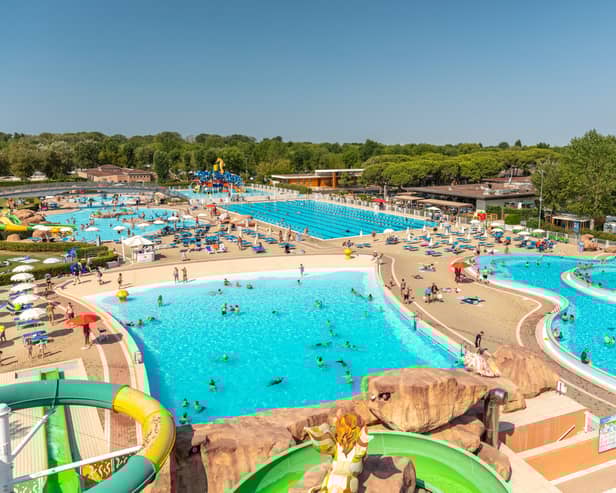 Eurocamp at Marina di Venezia   in Italy boasts a massive pool complex as well as being next to the beach