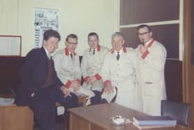 Managers at McCann’s Bakery in January 1965. Left to right: J.E. Moore, Paddy Grant, Colm Mathers, Poppy O’Hare and Gerry Murphy. 