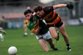 Cullyhanna’s Jason Duffy tries to reach the ball ahead of Pearse Og’s Conor Brady.