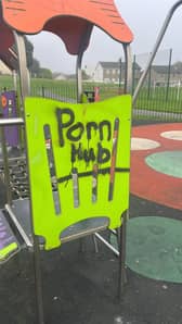 Some of the graffiti left at Ringmackilroy Play Park, Warrenpoint.