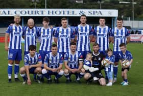 Newry City's starting XI on the opening day of the 2023/24 season v Loughgall. Credit: Presseye/Declan Roughan