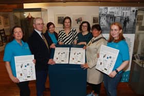 Newry, Mourne and Down District Council Chairperson Councillor Valarie Harte pictured at the launch of the new ‘Easy Read Gallery Guide’ in Newry and Mourne Museum, with (L to R) Museum Assistant Dympna Tumilty; Museum Curator Dr Ken Abraham; the Northern Ireland Museums Council Development Officer Eva Lynch; Collections Officer Joanne Cummins and Museum Assistant Noelle Frew.