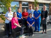 (Back l-r) Catherine Murchan, Occupational Therapist, Catherine Watters, Specialist Nurse, Olivia McClory, Team Lead, Hayden Shilliday, Housekeeper, Dr Ann McCann, Specialist Doctor, Yvonne Murphy, Team Manager, Acute Care at Home and Older Peoples Ambulatory Services. (Front l-r) Kymberleah Doyle, Pharmacist and Danielle McBride, Clinical Sister.