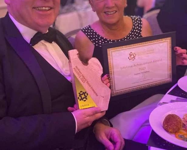 Stephen McClelland of Newry & Mourne Enterprise Agency with his award.