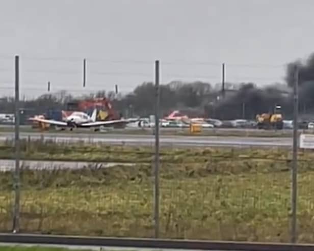 Cars on fire at Bristol Airport