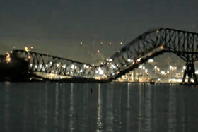 The Francis Scott Key Bridge in the US city of Baltimore collapsed after a cargo ship crashed into it. (Credit: StreamTime Live/YouTube)