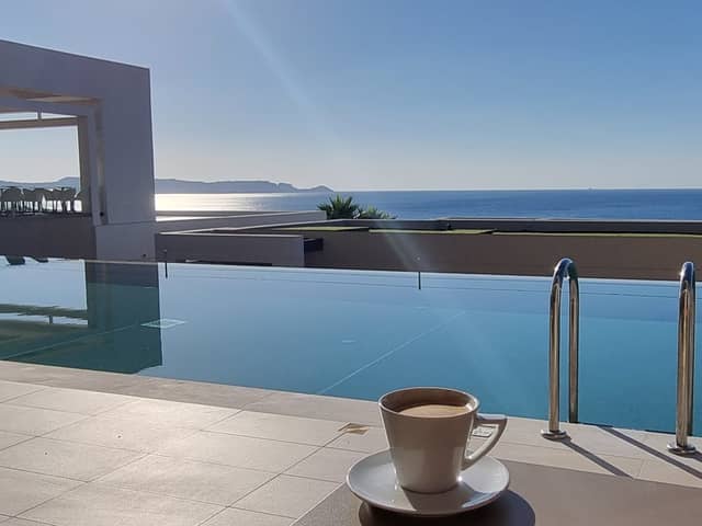 The infinity pool outside my room at Mayia Exclusive Resort and Spa.