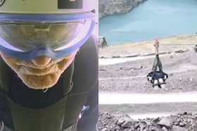 Great-grandad David Aris, aged 94, becomes the oldest person to take on the fastest zip line in the world.
