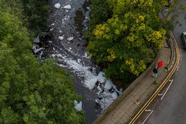 Foam floating along the River Tame after reports of pollution