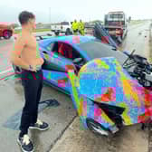 The aftermath of the McLaren crash. Photo: Jack Doherty on X/ Twitter