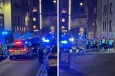 Cowgate was swarming with police and forensics after a 74-year-old man was hit by a bus