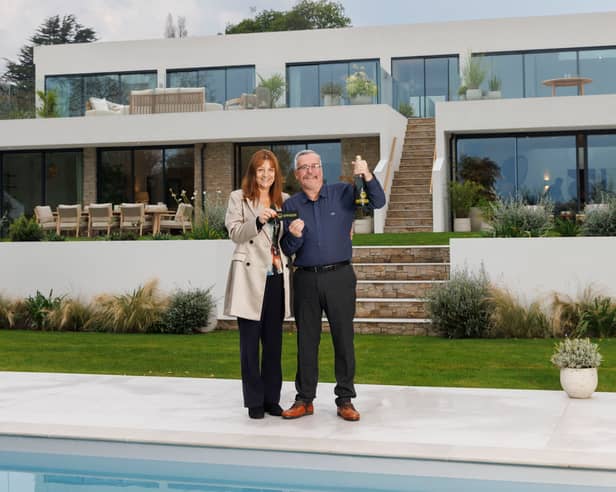 Tom and Carol Steenson - Omaze Million Pound House Draw winners at their new £2m home in Devon. 
