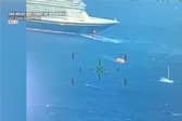 Disney cruise ship comes to the rescue of a sinking boat.