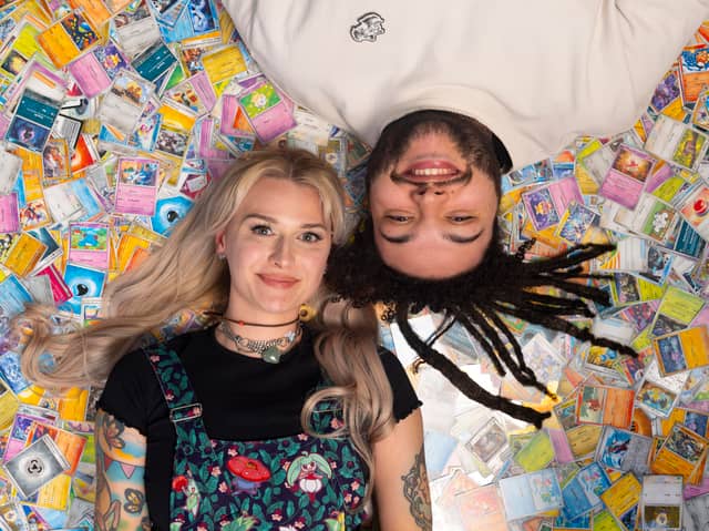 Pokemon fans Rachel Gunn and Richard Fairlie. Photo: David Parry/PA