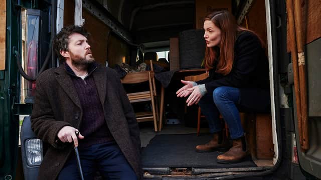 Tom Burke (L) and Holliday Grainger (R) in Strike.