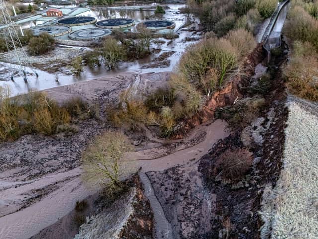 Bridgewater Canal, which is in Dunham Massey, Greater Manchester, has completely given way on one side and water has instead gone into a neighbouring field. 