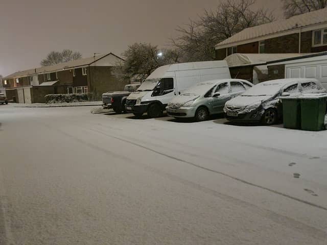 Snow falls in Basingstoke.