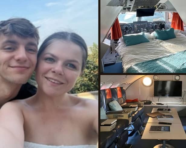Annabelle Green and her boyfriend Joel Simons stay in the Jumbo Jet Hotel.