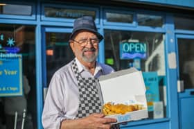 John Panayis at fish and chip shop Nick's Plaice in Northampton.