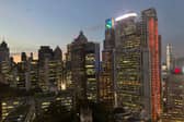 The view from the hotel room at The Murray, Hong Kong