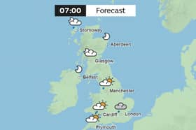 Met Office UK weather map 07:00 February 24.