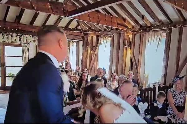 A groom accidently mixing up his words whilst saying his vows.