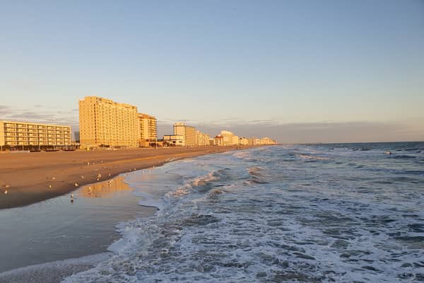The sun rises on another packed day at Virginia Beach