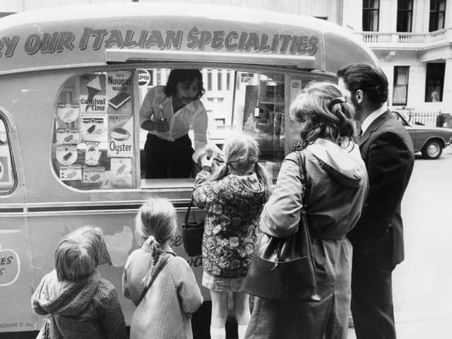 Youngsters queue for an ice cream in 1974