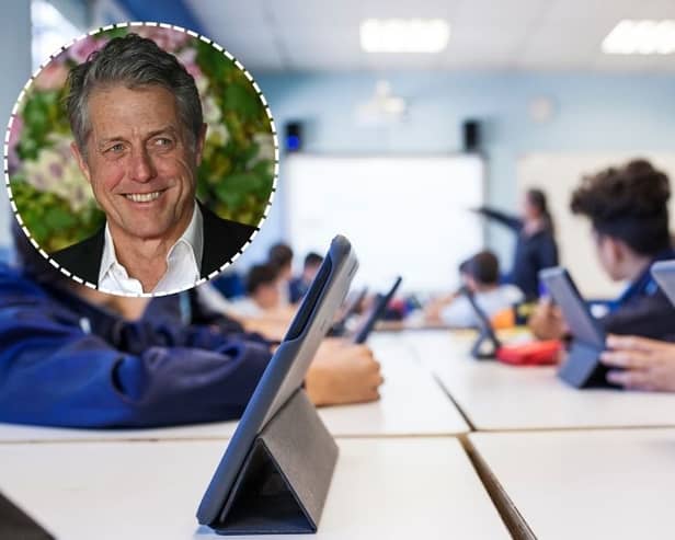 Actor and father Hugh Grant has spoken out against screens in schools
