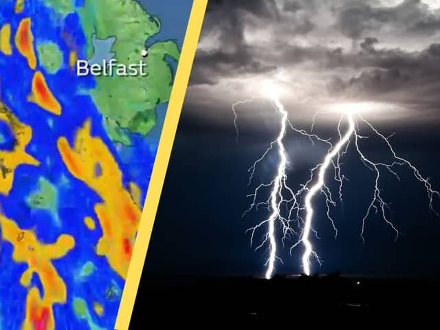 Met office map shows when heavy rain will hit Northern Ireland as thunderstorm warning issued.