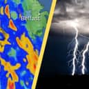 Met office map shows when heavy rain will hit Northern Ireland as thunderstorm warning issued.