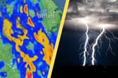 Met office map shows when heavy rain will hit Northern Ireland as thunderstorm warning issued.
