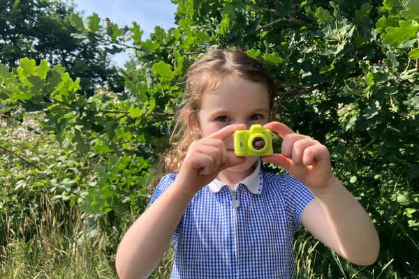 Rosanna trying out the Photo Creator Mini Cam Digital Camera