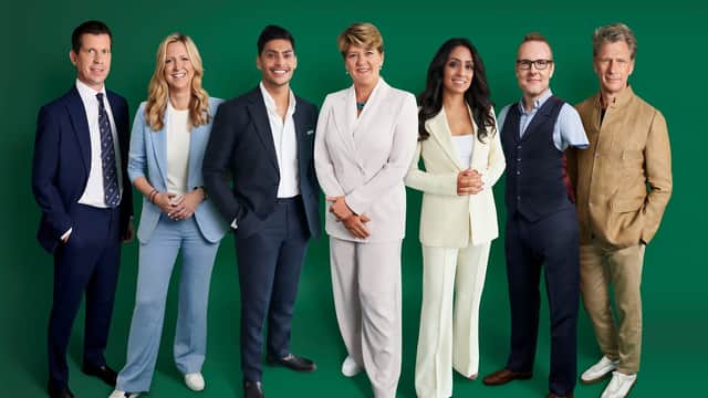 L-R: Tim Henman, Gigi Salmon, Qasa Alom, Clare Balding, Isa Guha, Andy Stevenson and Andrew Castle