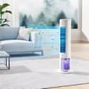 The air cooler uses a tank of cold water, and a pair of ice blocks to send out a super-cool blast of air