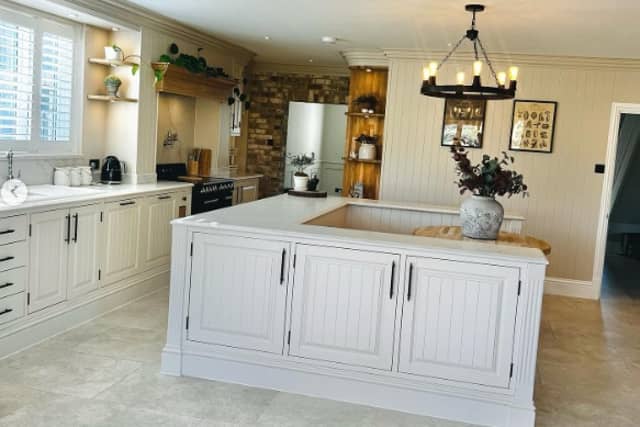 Mrs Hinch uses adjustable organisers to keep things like food neatly organised in her kitchen (pictured).