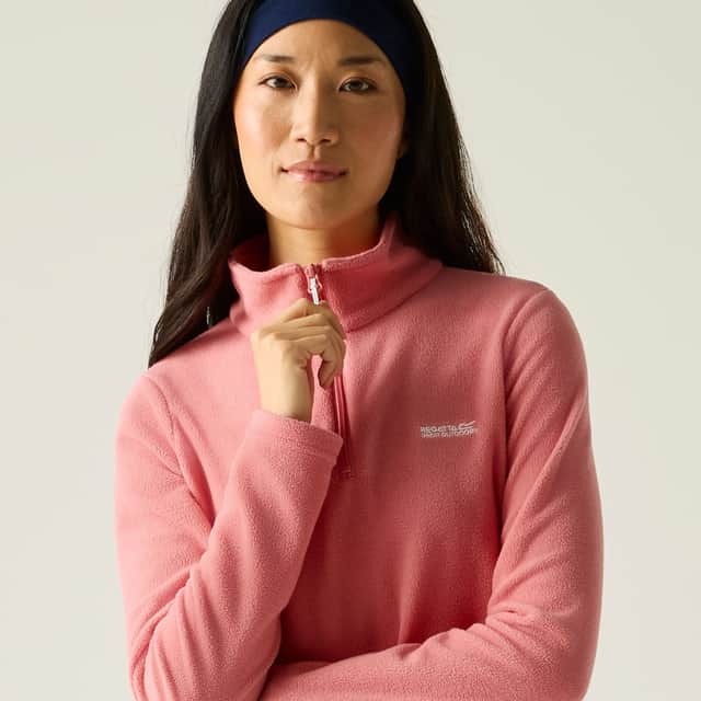 The Regatta Women's Sweethart Lightweight Half-Zip Fleece is now in the sale, with prices starting at just over £7. Pictured is the peach pink colour, which has been discounted to this price.