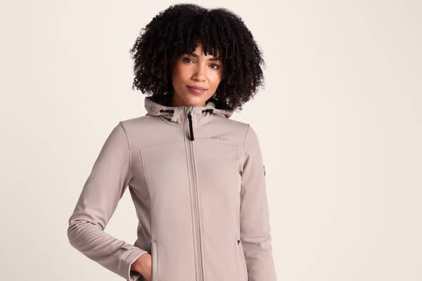 The TOG24 Keld Womens Softshell Hooded Jacket has been reduced to by half price in various colours, including dusky pink (pictured).