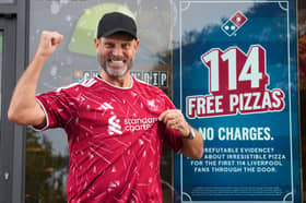 Domino's offered 114 free pizzas to the first 114 fans wearing Liverpool jerseys