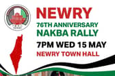 A poster promoting the rally taking place in Newry on the evening of Wednesday, May 15.
