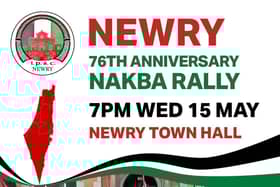 A poster promoting the rally taking place in Newry on the evening of Wednesday, May 15.