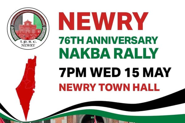 A poster promoting the rally taking place in Newry on the evening of Wednesday, May 15.