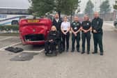 Police, fire and ambulance reps who took part in the Road Safe Roadshow.