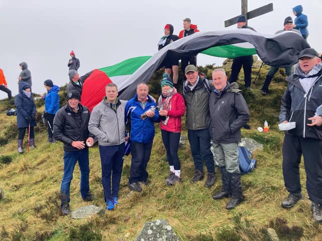 Participants in the Christmas morning Camlough mountain climb, held in solidarity with the people of Gaza