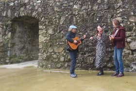 Colum Sands, Zoë Conway and John Mc Intyre at King John’s Castle, Carlingford